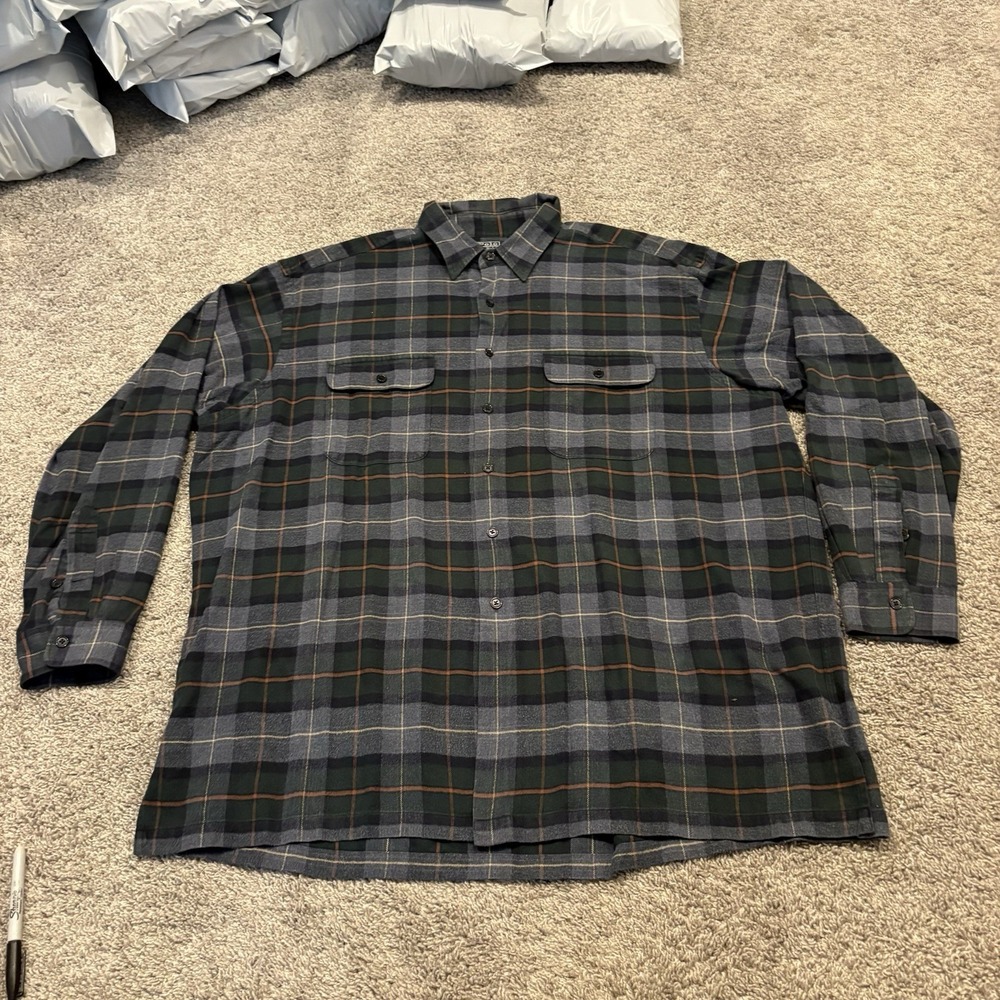 Polo Ralph Lauren Mens Benford Blue Plaid 100% Cotton Dress Shirt 2XL LS